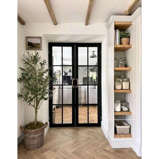 Terlaris Pintu Aluminium 2 Daun Bukaan Kanan Kiri List Ornamen Hitam Putih Coklat Ketebalan 4 Inch K