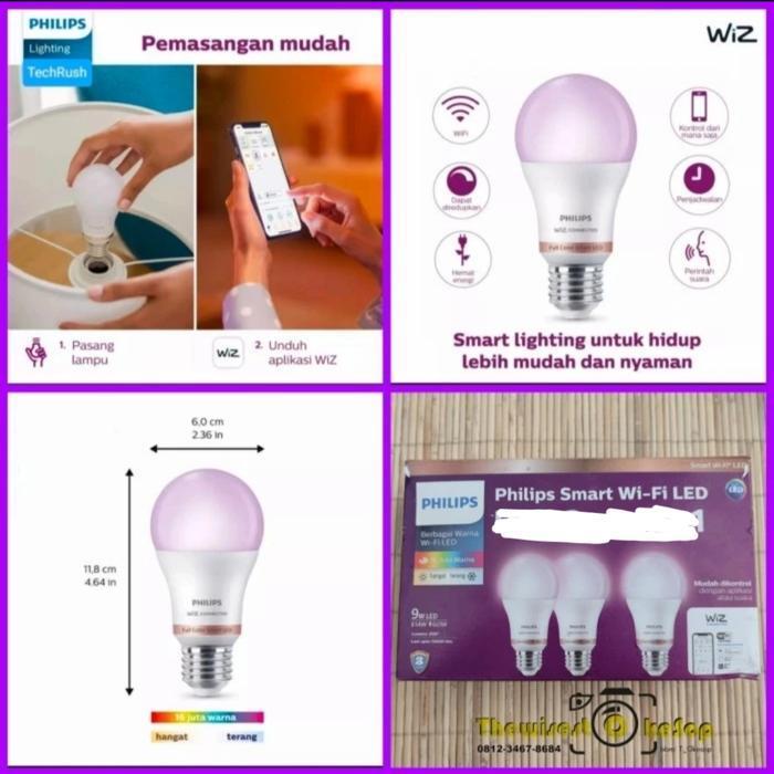 Philips Lampu Smart WiFi LED 9W Color Smart Bulb Lamp Wifi