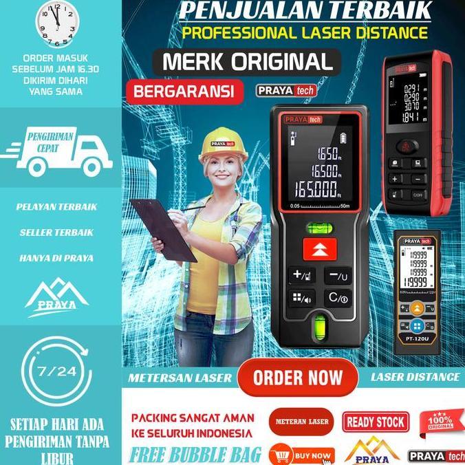 100m laser distance meter / meteran laser PRAYATECH 100 meter digital