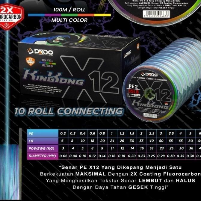 senar pancing pe braid daido kingkong x12 pe kuat pilihan pe 1 smp 6