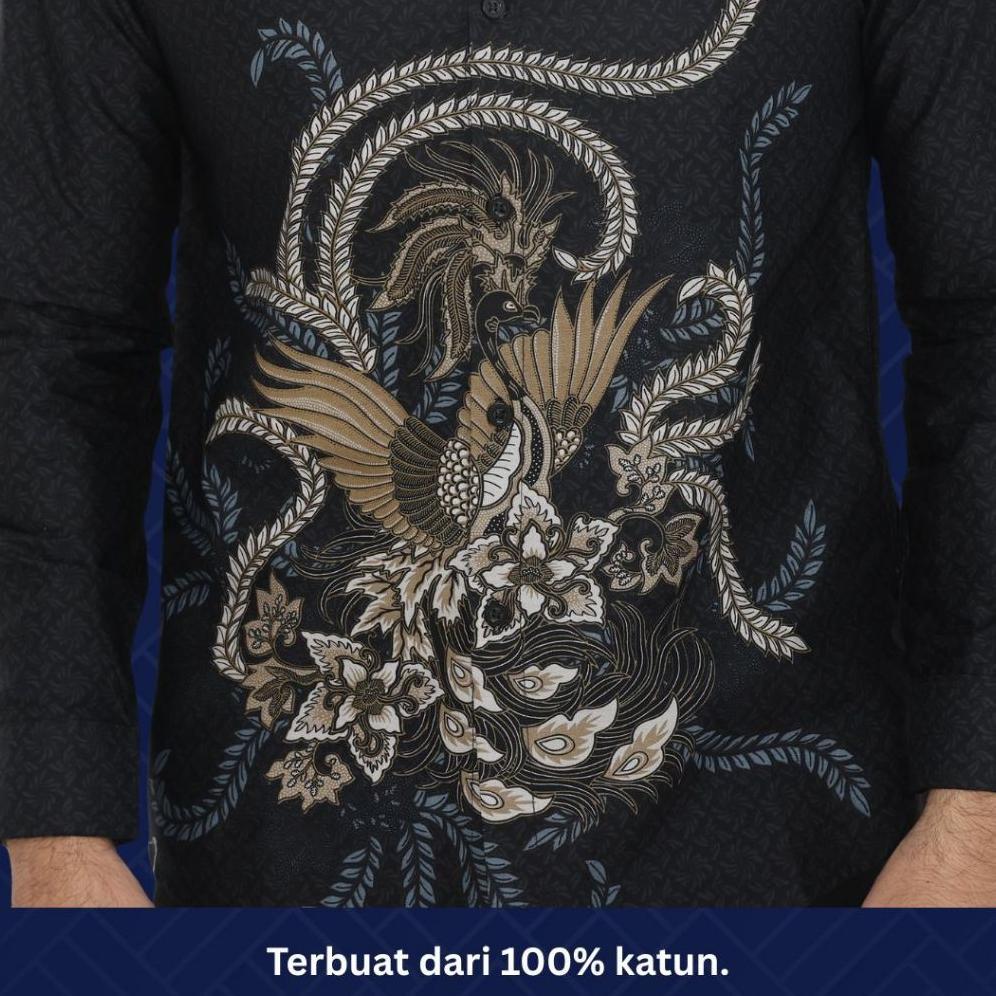 official dancus kemeja batik pria atasan batik modern baju batik lengan panjang pria