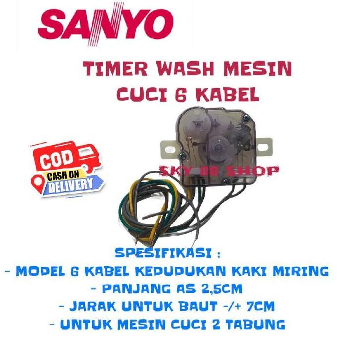 TIMER WASH 6 KABEL MESIN CUCI SANYO 2 TABUNG / TIMER MESIN CUCI SANYO TERMURAH