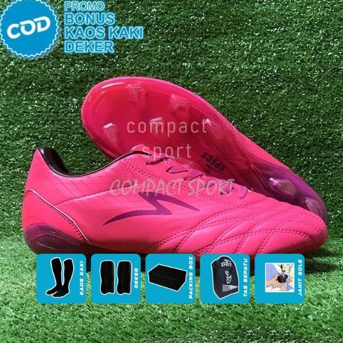 sepatu bola pria specs inifiny pink bonus kaos kaki deker Set ukuran 34-43 junior dewasa anak-anak b