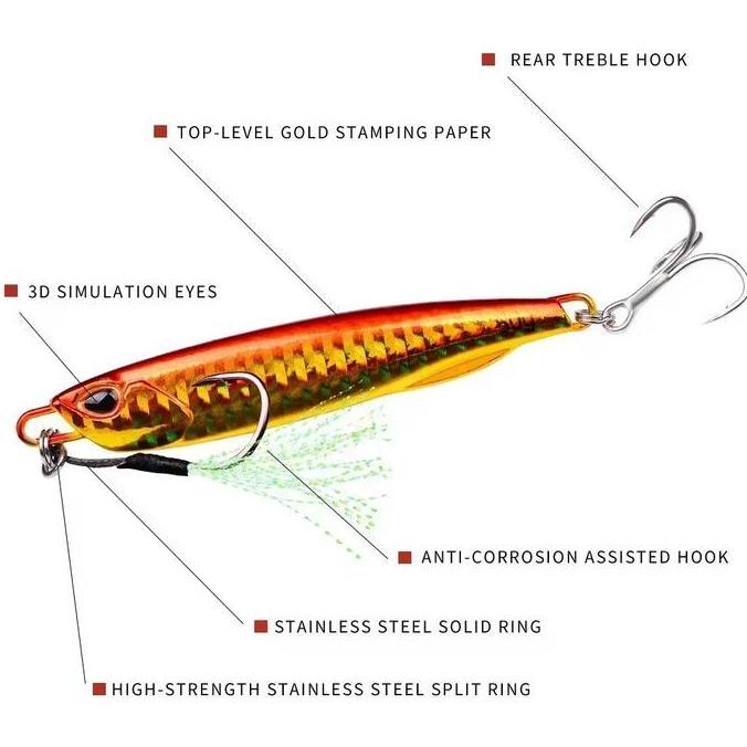 Umpan jigging logam bercahaya 40g/60g, umpan jigging casting lepas pantai, sendok jigging, umpan air