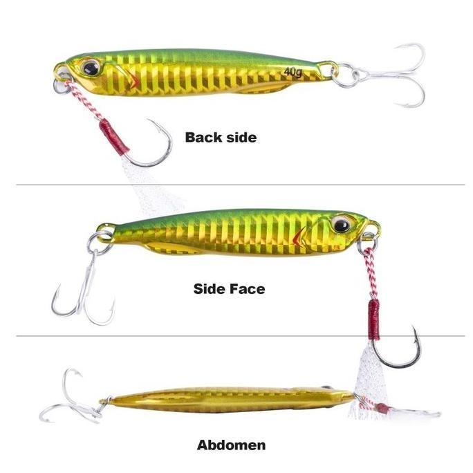 Umpan Buatan Payet Logam Lempar Pancing Laut Tenggelam Sendok Jigging 40/60G Umpan Bass Jigging Cor 