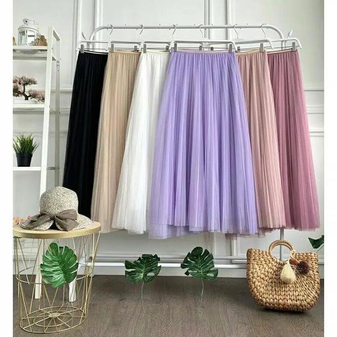 Paranew- Princess - Rok Tutu 4 Lapis Tile Plisket Panjang Import