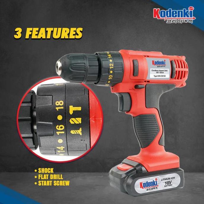 MESIN BOR TEMBOK IMPEK BATERAI CORDLESS DRILL IMPACT 10MM 18V CAS