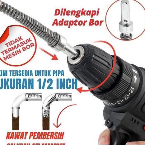 Pipe Cleaner Kawat Pembersih Saluran Pipa Mampet Dengan Adaptor Bor