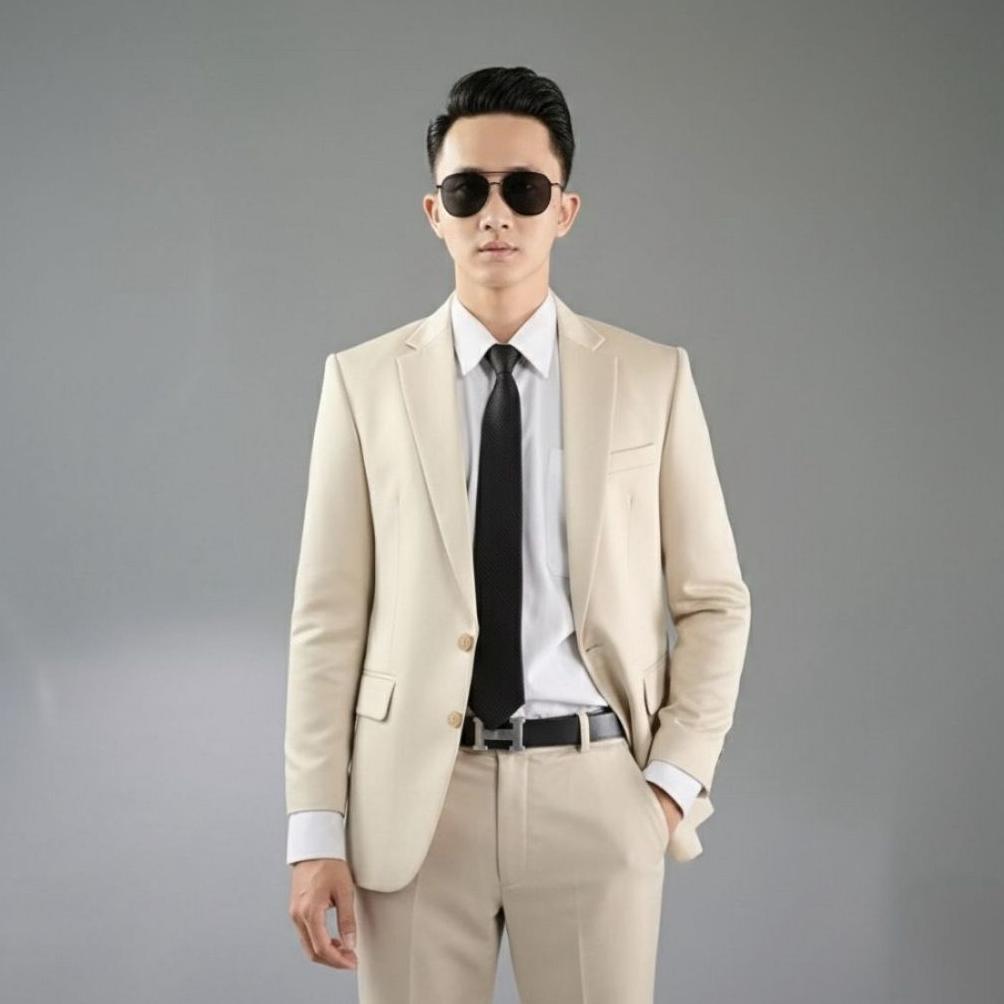 Diskon Dearga Daza Cream Setelan Jas Celana Pria Formal Slimfit Anak Muda Wisuda