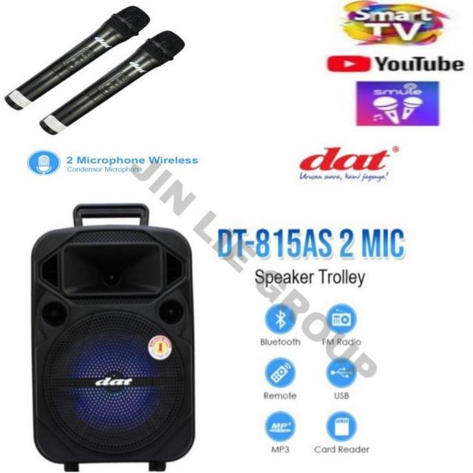 SPEAKER PORTABLE DAT 8 INCH DT-815 AS 2 MIC WIRELESS