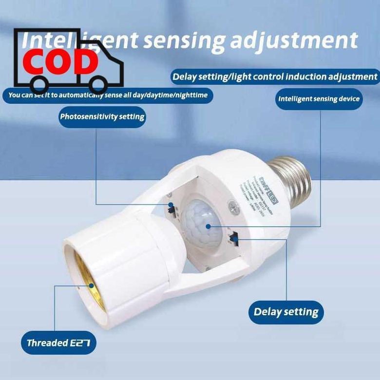 Fitting Lampu Sensor Gerak Otomatis Dudukan Bohlam Timer Hemat Listrik Rumah Garasi Tangga