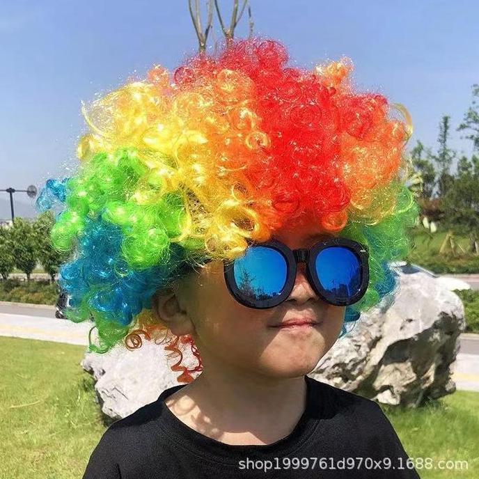 FANA Wig kribo hitam /berwarna-warni wanita pria Rambut Palsu Kribo / Wig B