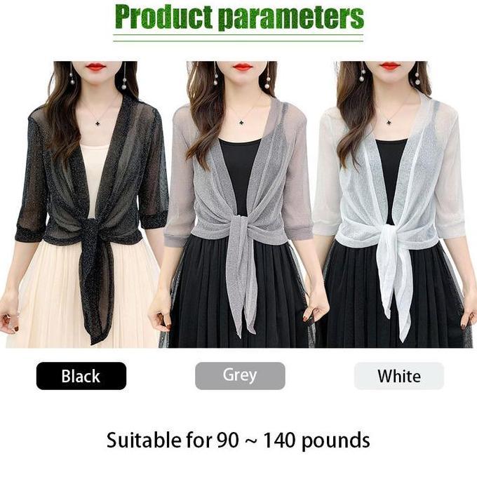 XAVIERY Outer Bolero Cardigan Wanita Cewe Korean Style Outerwear Sifon Chiffon Rompi Cardigan Crop J