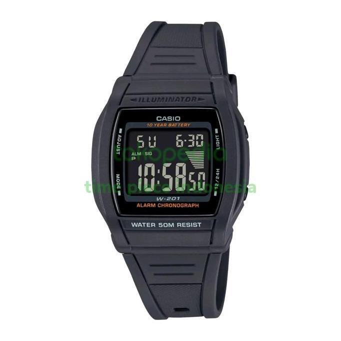 Clock- Casio Pria Dital W-201-1Bvdf / W201-1B & Garansi