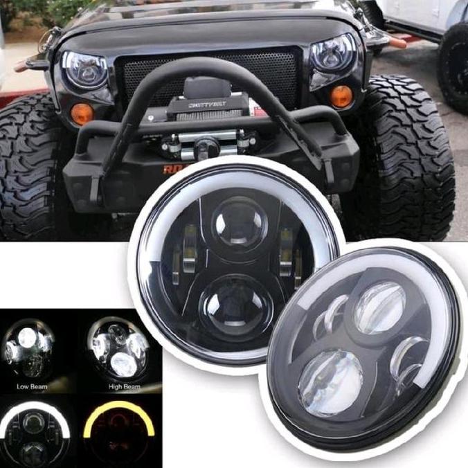 Lampu Led Headlamp 7inch Jeep Jimny Rubicon Hardtop Sepasang - Headlamp Jeep 7inch - Headlamp Jeep J