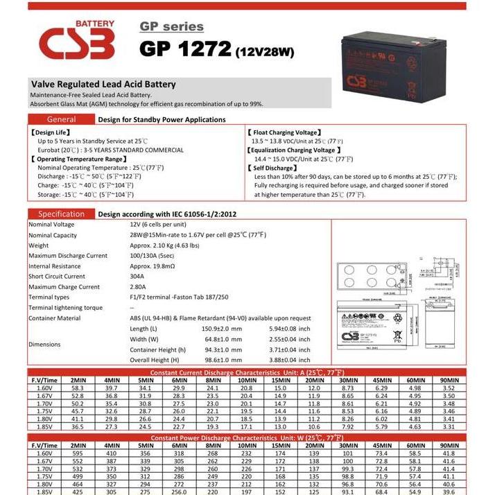 Comp- Battery Long Wp7-12(28W) 12V 7Ah Battery Long 12V 7Ah Wp7-12