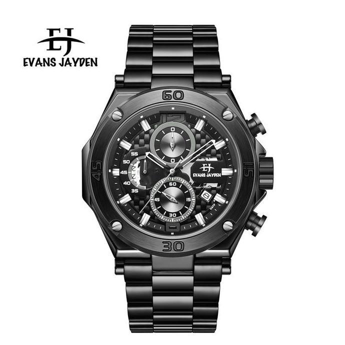 Clock- Evans Jayden Jam Tangan Pria Ej 9839 Rantai Stainless Steel Chronograph Kaca Sapphire Ter Res