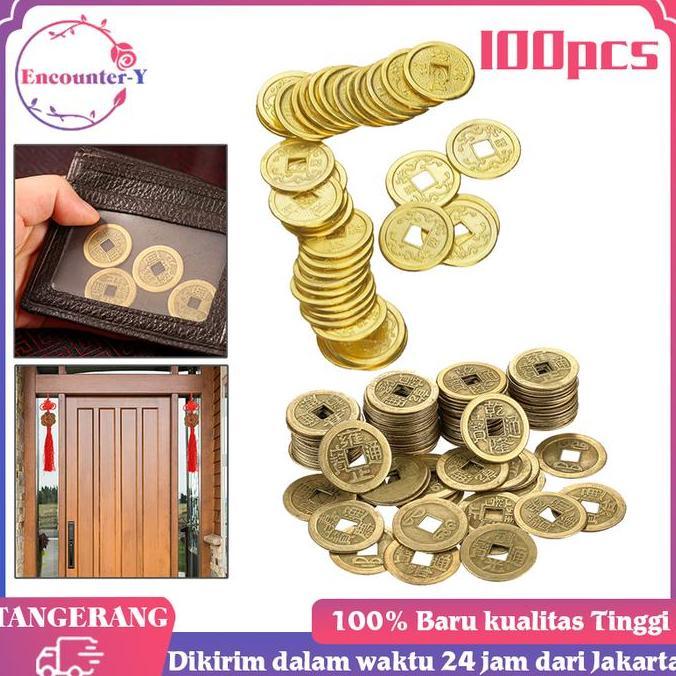 HATSUD 100pcs/Set Uang Koin Kuno China 1cm Koin Keberuntungan Koin Fengshui Koin Cina Koin Imlek