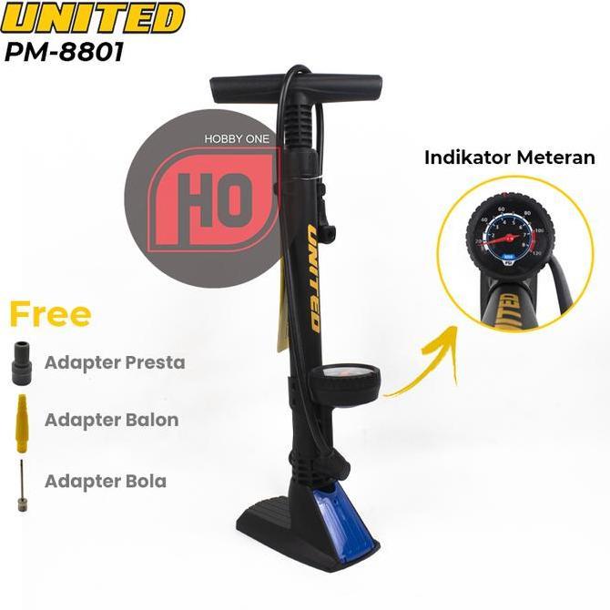 Pompa UNITED PM-8801 Indikator Meteran Tekanan Ban Sepeda Motor Bola