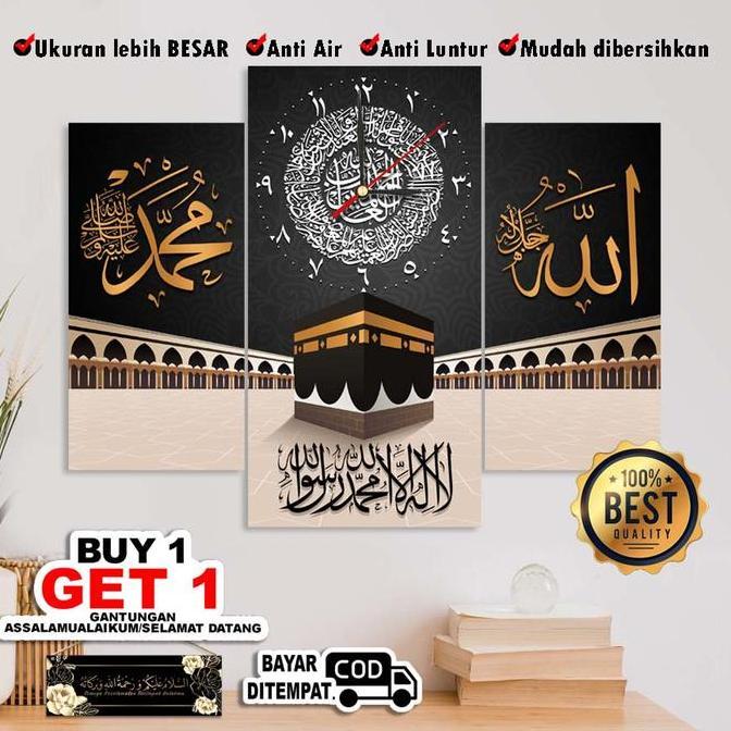 Jam Dinding Ka'Bah Mekah Hiasan Dinding Islami Lukisan Kabah