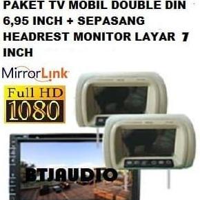 TERMURAH - PAKET TV MOBIL DOUBLEDIN 6,95 INCH PLUS HEADREST MONITOR 7 INCH