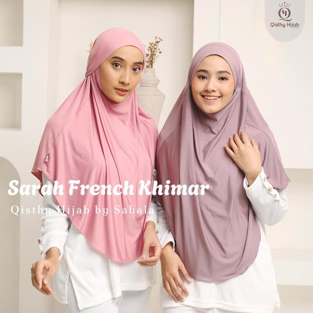 NEW DEALS QISTHY HIJAB - SARAH FRENCH KHIMAR JERSEY L JUMBO HIJAB NIQOB UMROH QISTHY HIJAB BY SAHALA