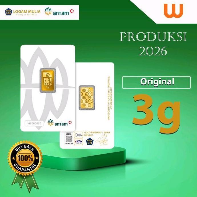 3 Gr (Gram) Goldbar/Logam Mulia/Lm/Emas Batangan Antam Bersertifikat Lbma