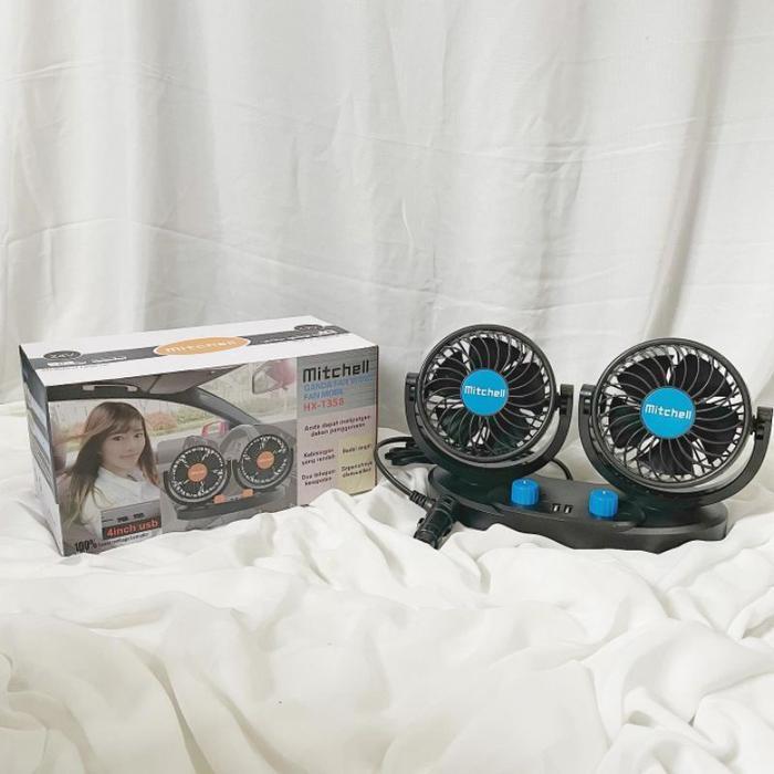 Mitchell Hx-T515 12V Dc + Swing Kipas Mobil Double Fan Double Blower Original Dan Terpercaya
