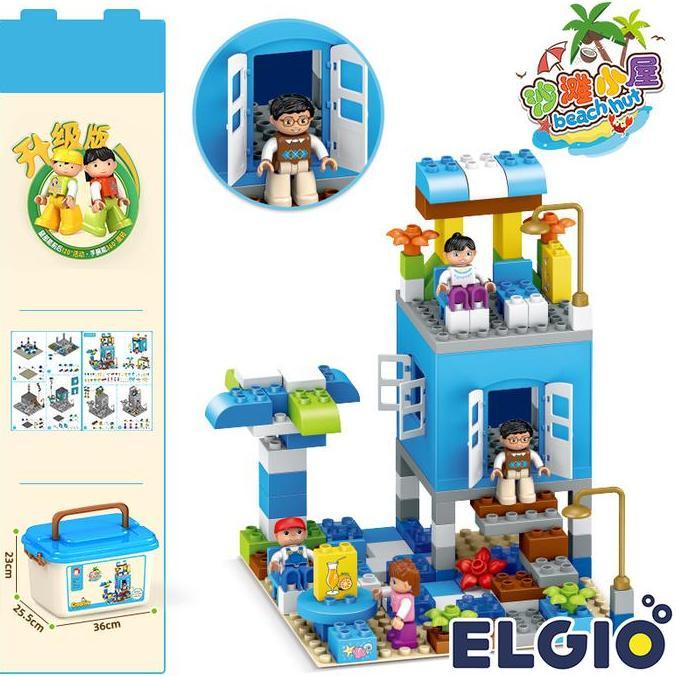 Mainan Susun Balok Blok Series Town Blok Besar Seri Rumah Pantai C2820