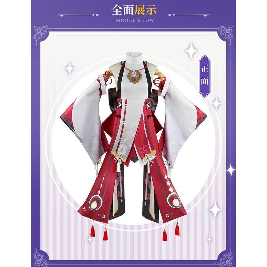 Ready StockKOIMONO Yae Miko Genshin Impact Default Costume Cosplay Set Wig / Set Kostum Cosplay Yae 