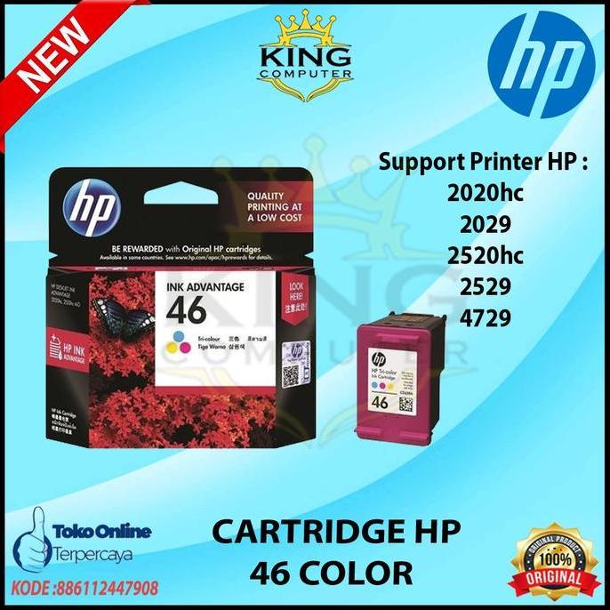 Tinta HP 46 Printer HP Deskjet 2520 HC (HP46 Color) Original