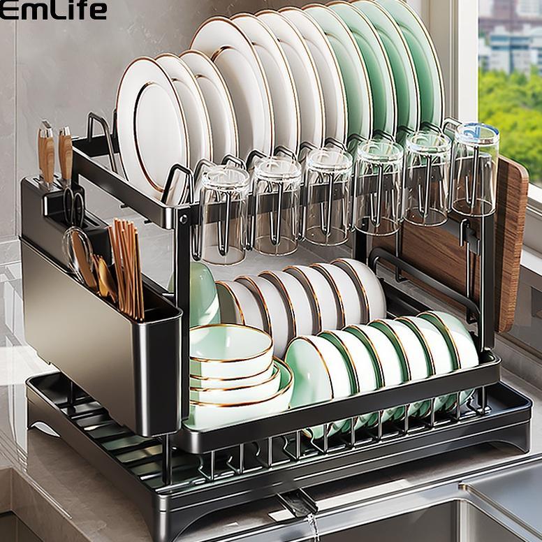 Jamin Murah Rak Dapur Rak Piring Rak Peniris Rak Penyimpanan Dapur Dengan Baki Buruan Beli