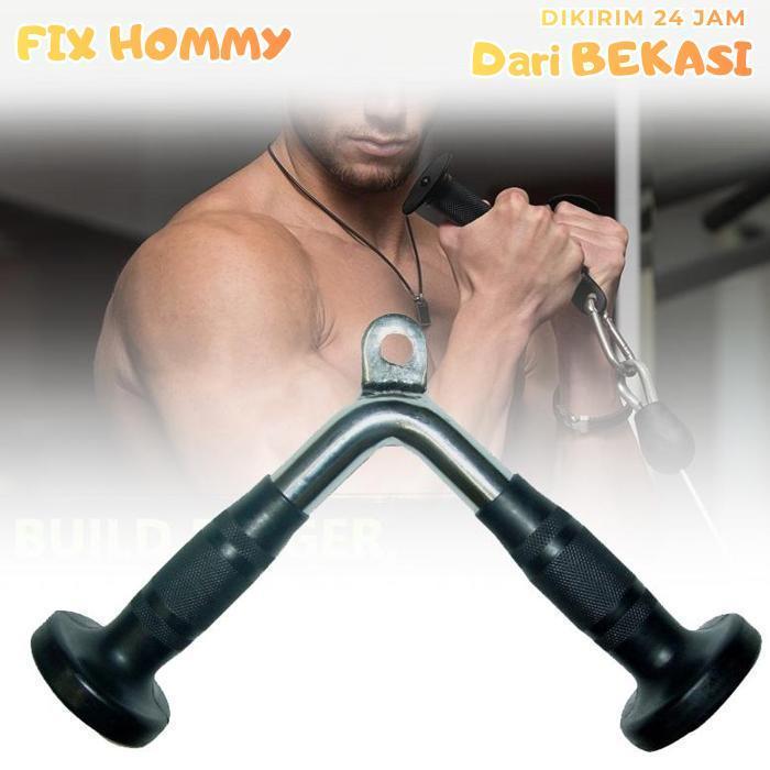 FXMY V Handle Gym Handle Pull Down Bar V Bar Handle Alat Fitness Rubber Grip Grip Bar Gym