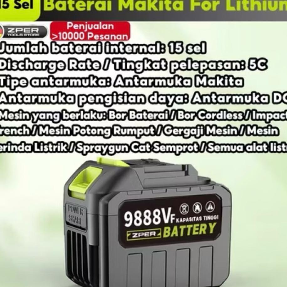 Zper Baterai Lithium 15 Cell 9888Vf Tahan Lama