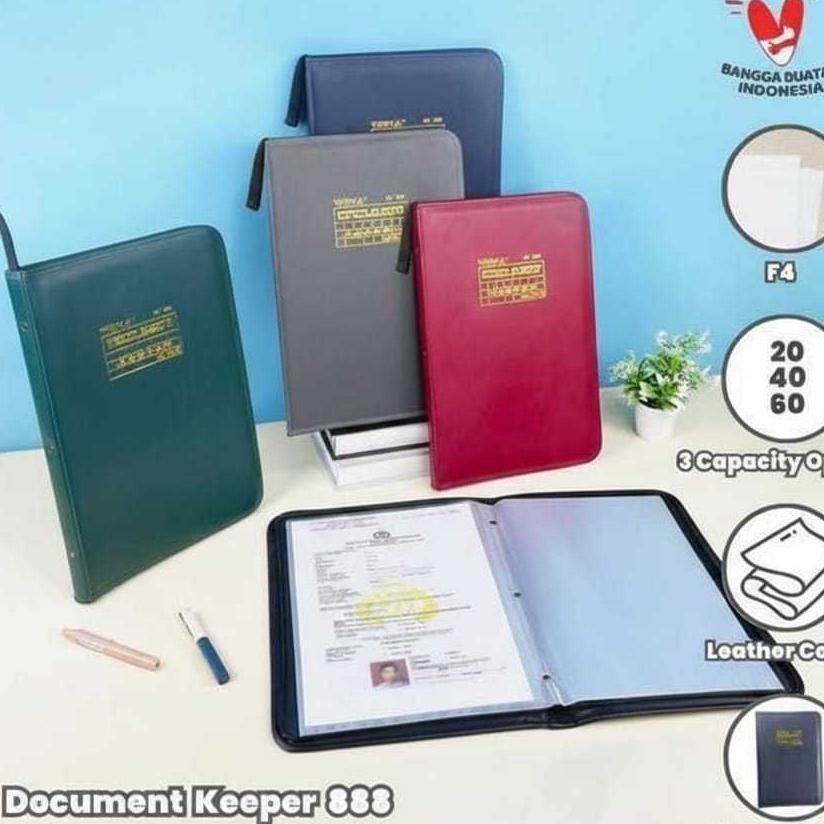 Topla Map Dokumen Keeper Resleting Anti Air Kulit / Map Document Keeper F4 (Folio)