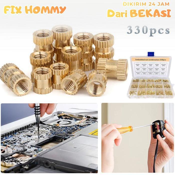 FXMY Thread Knurl Insert Nut 300pcs Insert Nut Mur Tanam Bahan Kuningan Insert Knurled Nuts M2 M3 M4