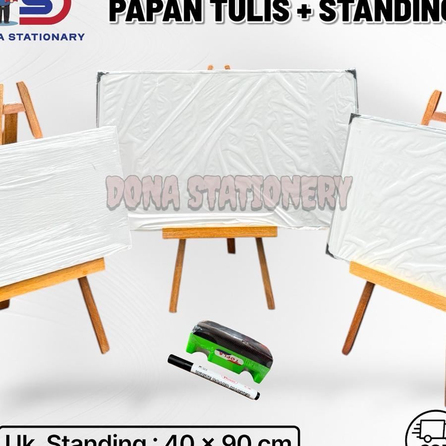 1 Set Whiteboard Standing 80 120 Cm | Whiteboard Standing | Standing Papan Tulis
