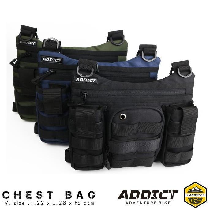 tas sepeda dan motor chest bag tactical rig bag tas dada addict premium Pria Motorcycle