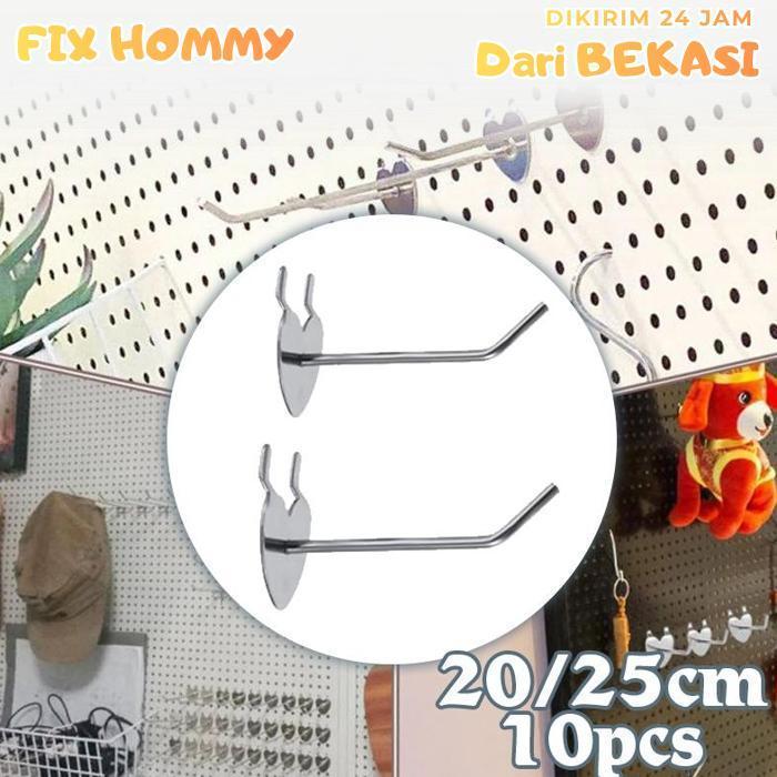 FXMY 10pcs Cantolan Ram Panjang 20cm 25cm Hook Perforated Triangle Hook Ram Hook Perforated Perak Si