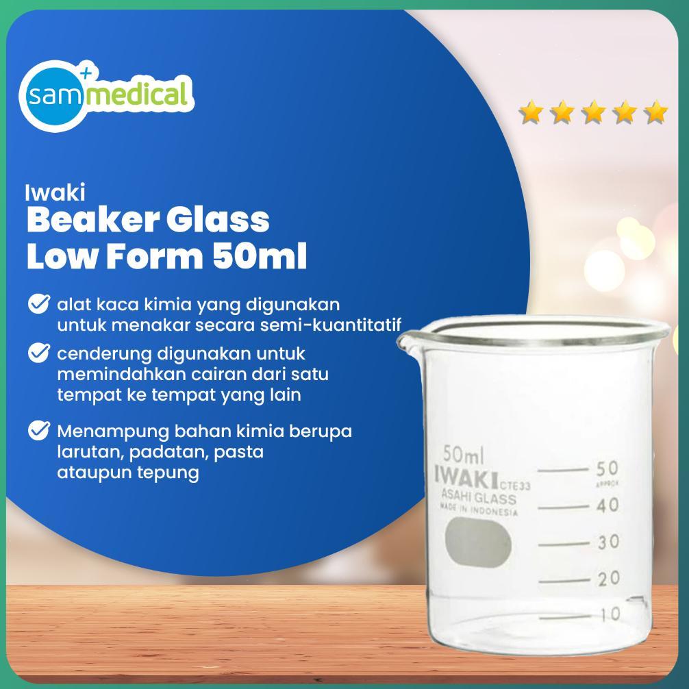 Iwaki Beaker Glass Low Form - 50 Ml / Gelas Beaker / Gelas Kimia / Gelas Takar / Gelas Laboraturium