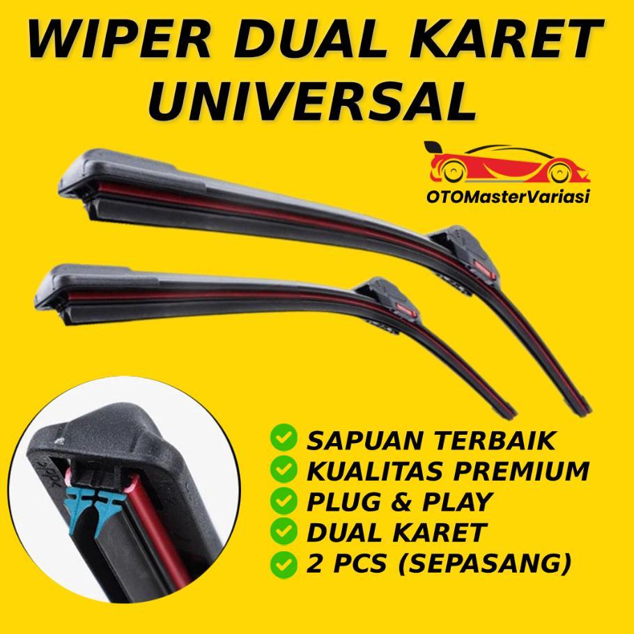 Wiper Frameless Dual Blade Universal Model Karet Ganda Untuk Semua Jenis Mobil Dual Wiper Blade
