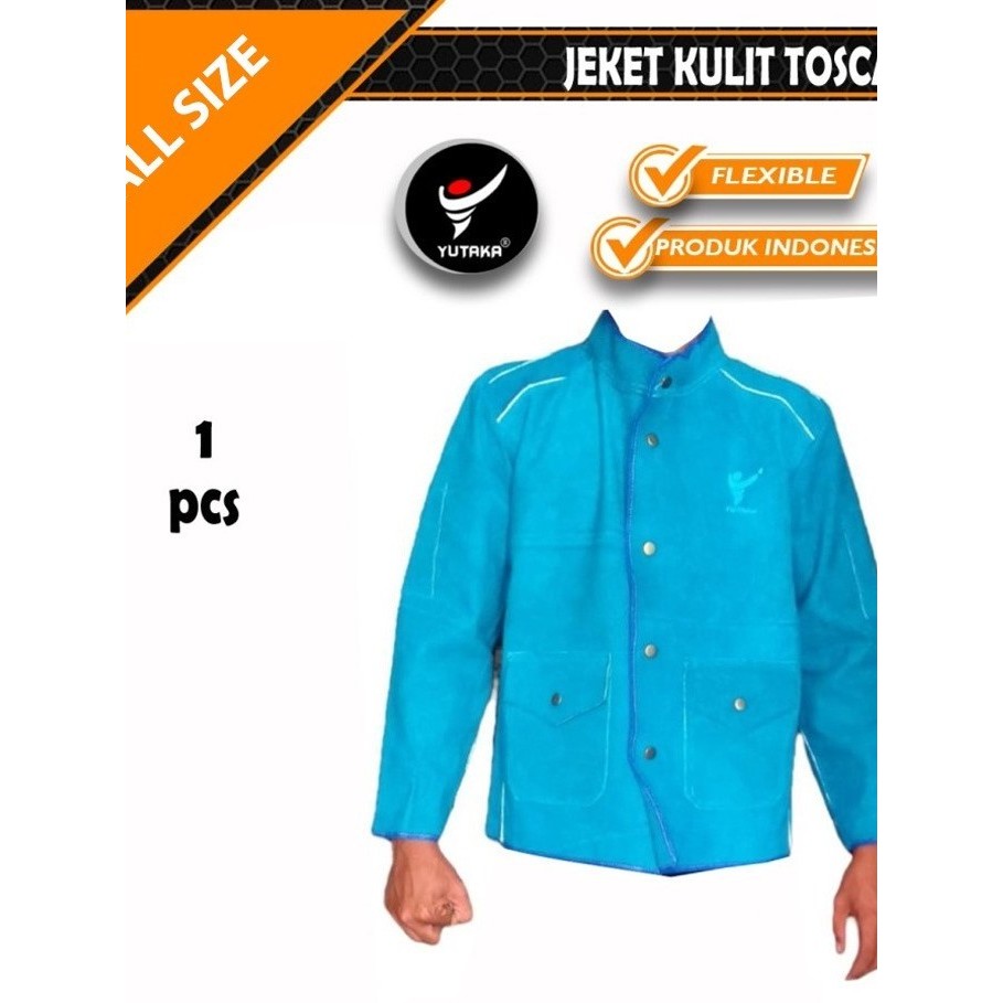 JAKET LAS YUTAKA KULIT biru tosca/ WELDING JACKET YUTAKA