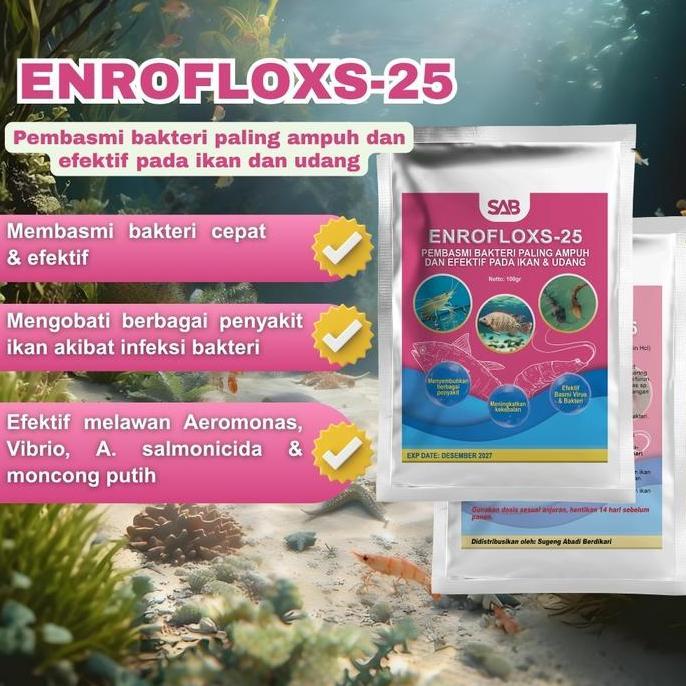 100GRAM ENROFLOXS 25 ENROFLOXACIN HCL ANTIBIOTIK IKAN DAN UDANG