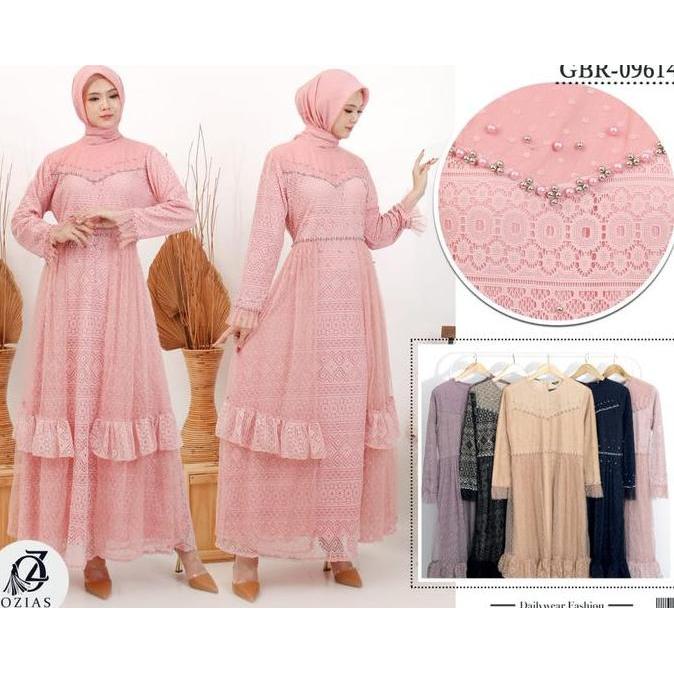 Gamis Ozias Tile Dot 09614 Ld 105 I Gamis Simpel Kondangan I Pesta Muslimah Nyaman Santai