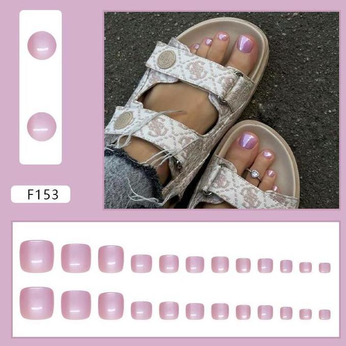 F153 - Kuku Cantik 24pcs set Kuku Palsu Fake Nails Box Free lem cair / jelly tahan air Kuku Palsu im