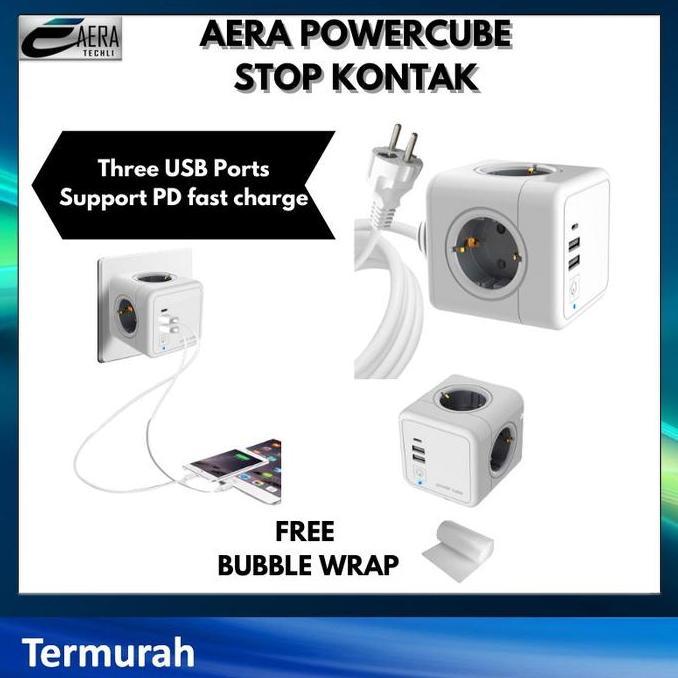 Powercube Stop Kontak - Powercube Socket  USB 3.1 Dengan Kabel 1,5 Meter