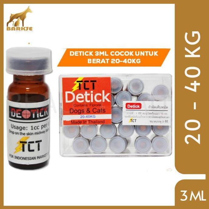 DETICK 3 ML (20-40KG) OBAT KUTU TETES KUCING & ANJING / AMPUH DETICK