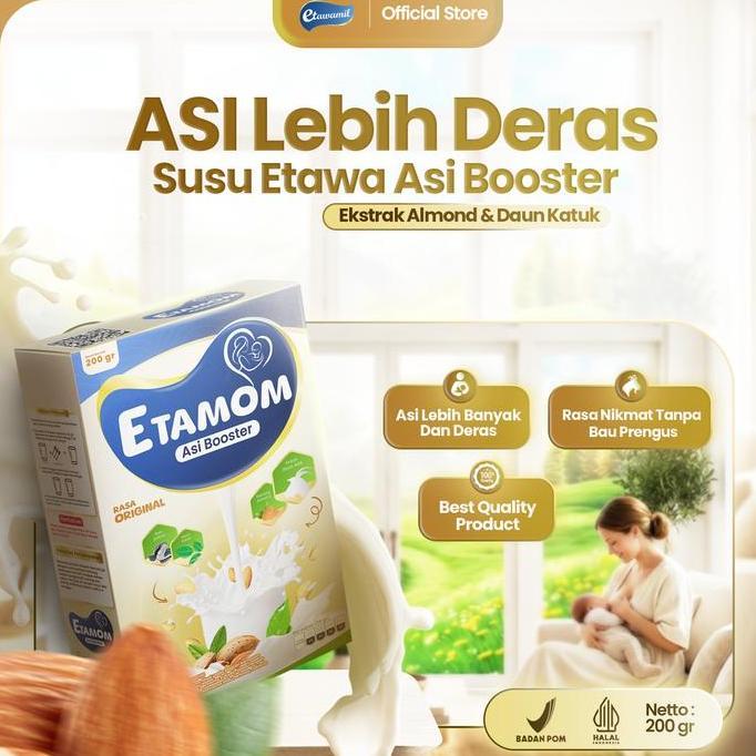 ETAMOM Asi Milk Susu Etawa Bubuk Plus Almond Daun Katuk & Ikan Gabus 200 gr Halal BPOM RI MD 0711110