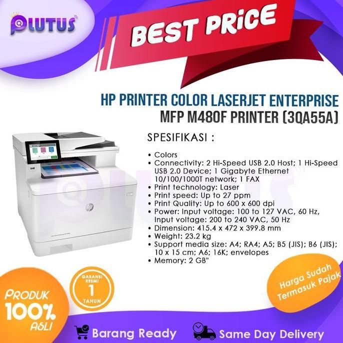 HP Printer Color LaserJet Enterprise MFP M480F Printer (3QA55A)