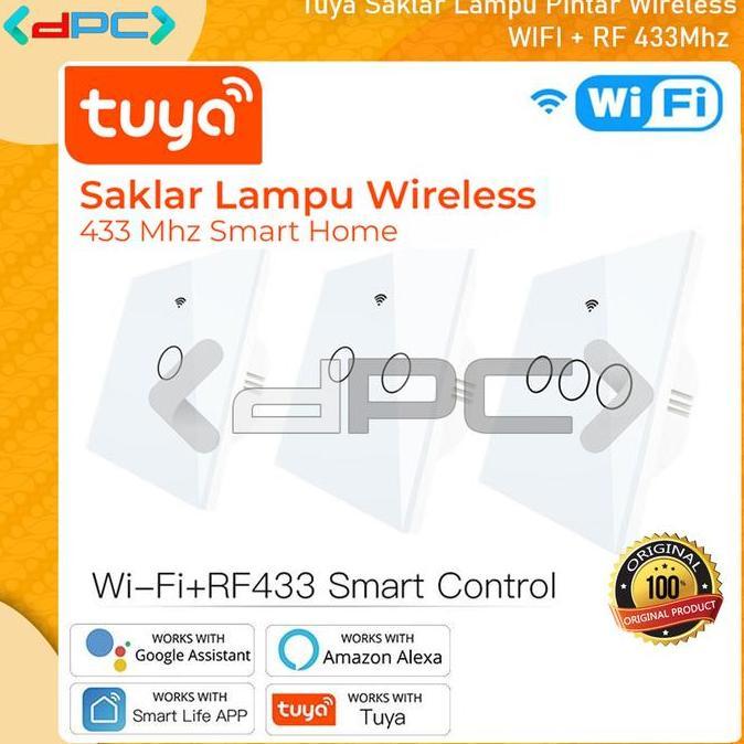 Tuya Saklar Lampu Pintar Wireless WIFI & RF 433Mhz Smart Life